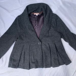 Intuitions 100% Wool Gray Cardigan Size Medium - Soft Wrap Cardigan 3/4 Sleeve C